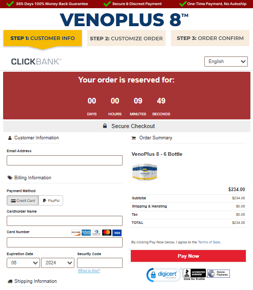 VenoPlus 8 Order Page